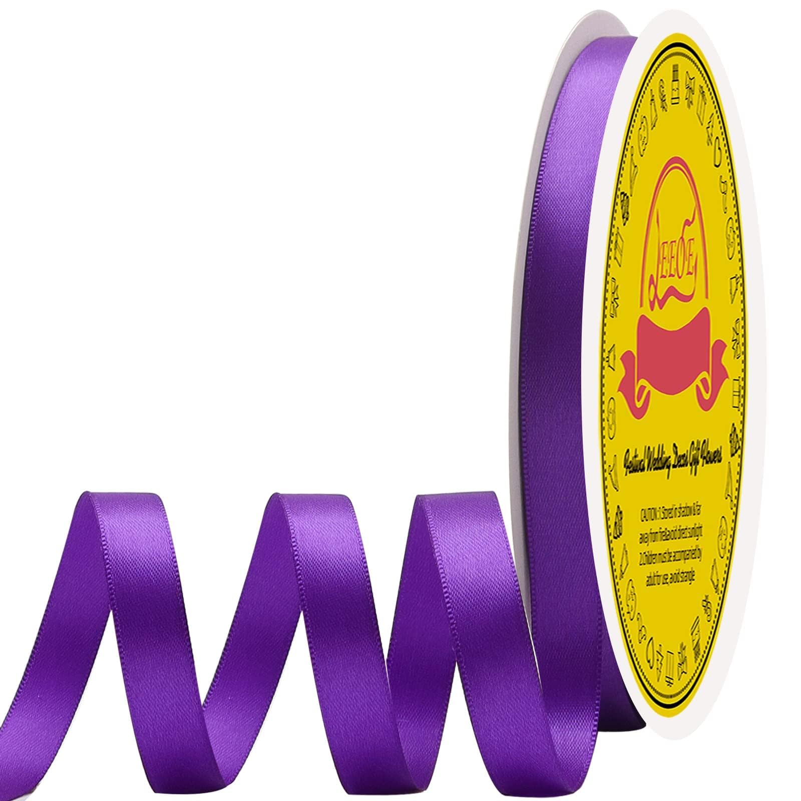 Double Face Purple Satin Ribbon 3/8 inch X 50 Yards Polyester Purple Ribbon for Gift Wrapping Very Suitable for Weddings Party Hair Bow Invitation Decorations and More