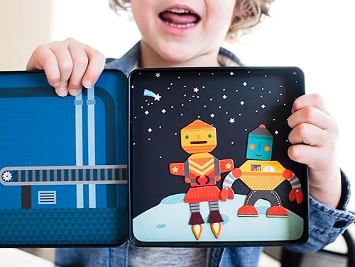 Miniatura 4 de Petit Collage Juego magnético, Robot Remix – Mesa de juego magnética para mezclar y combinar, ideal para mayores de 3 años, incluye 2 escenas