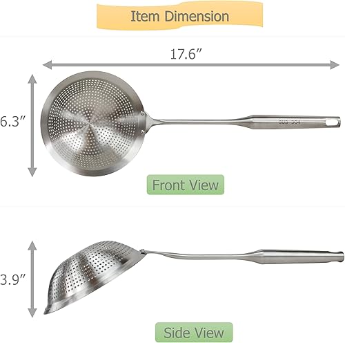 Miniatura 3 de EIKS Cucharón ranurado de acero inoxidable para cocinar, escurrir, freír, verduras, pastas, papas, total de 17.6 pulgadas de largo