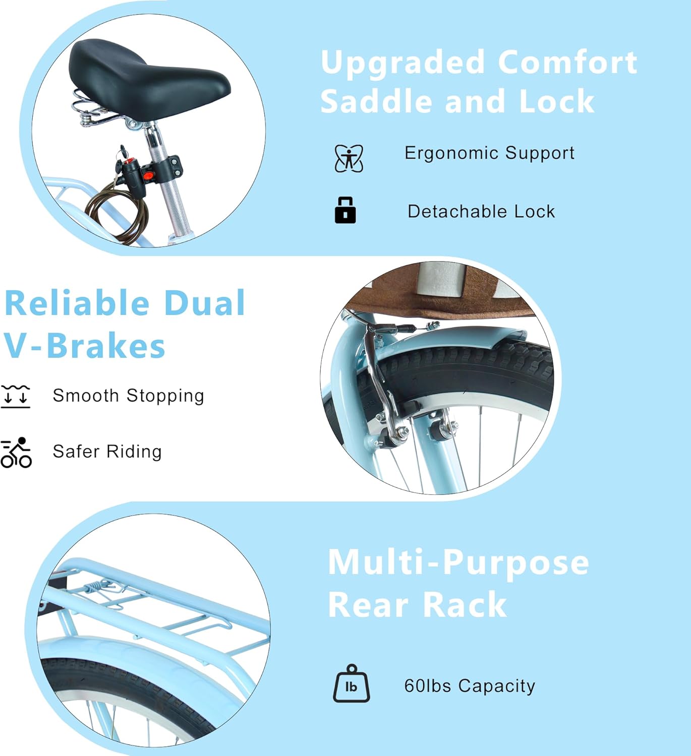 26 Inch 7-Speed City Commuter Bike with Lock & Detachable Basket High-Tensile Steel Frame, Lightweight Alloy Wheels & V-Brakes for Urban Riding