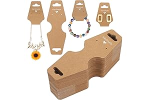 jijAcraft Pack of 100 Blank Kraft Jewelry Display Cards for Bracelets, Earrings, and Necklaces