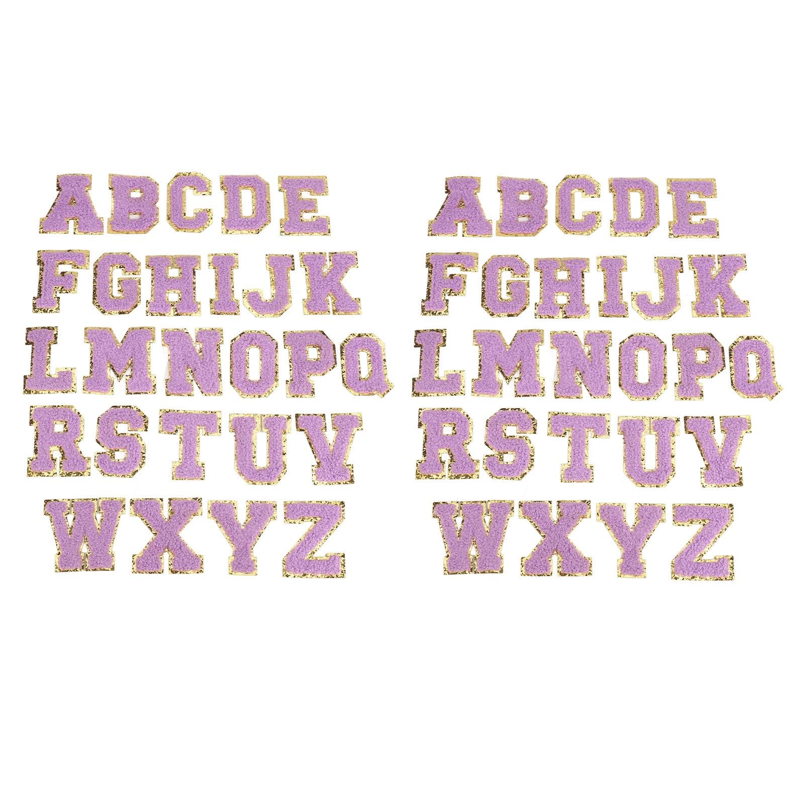 Écussons de lettres de A à Z violet et or patch thermocollant alphabet brodé pour mercerie créative