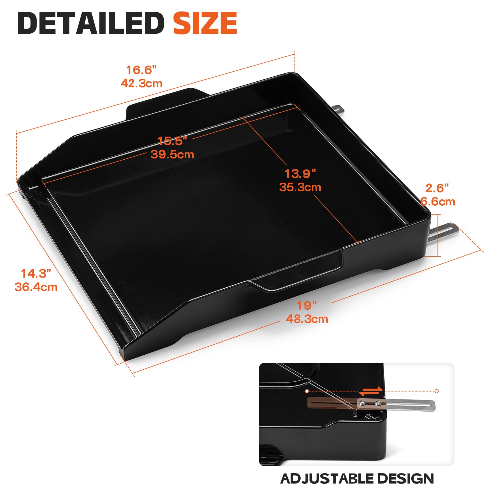 onlyfire Plancha de Hierro Fundido para Barbacoa, Plancha Universal con Soporte Ajustable para la Mayoría de Las Barbacoa de Gas, Esmaltada, Placa con Asas para Barbacoa Weber, Enders
