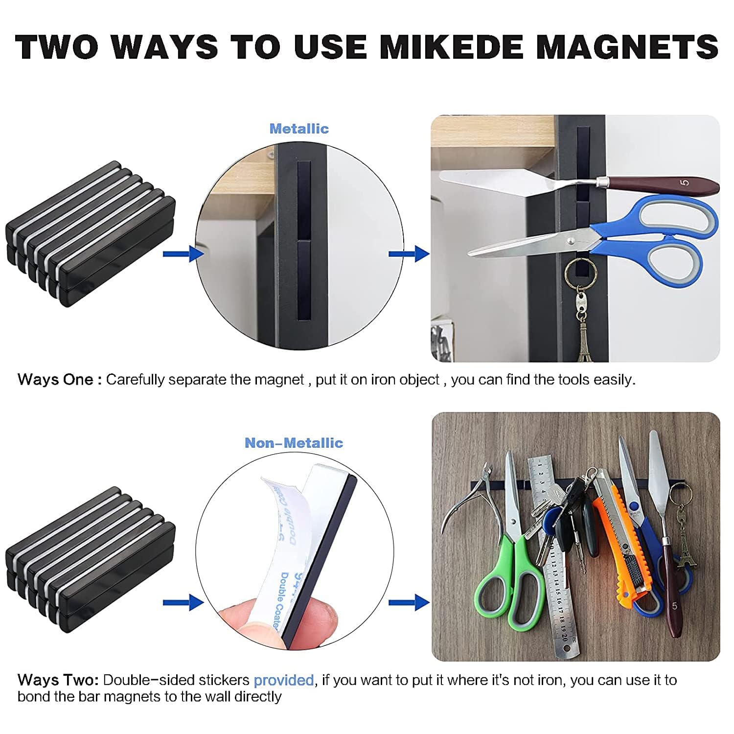 MIKEDE 30 Pack Rare Earth Magnets with Adhesive Backing 60x10x3mm Black — Amazon image 9