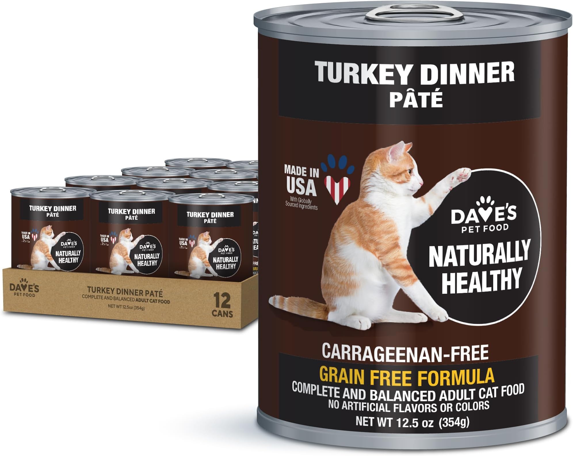 Grain Free Wet Canned Cat Food, Turkey, 12.5 oz, 12 Pack