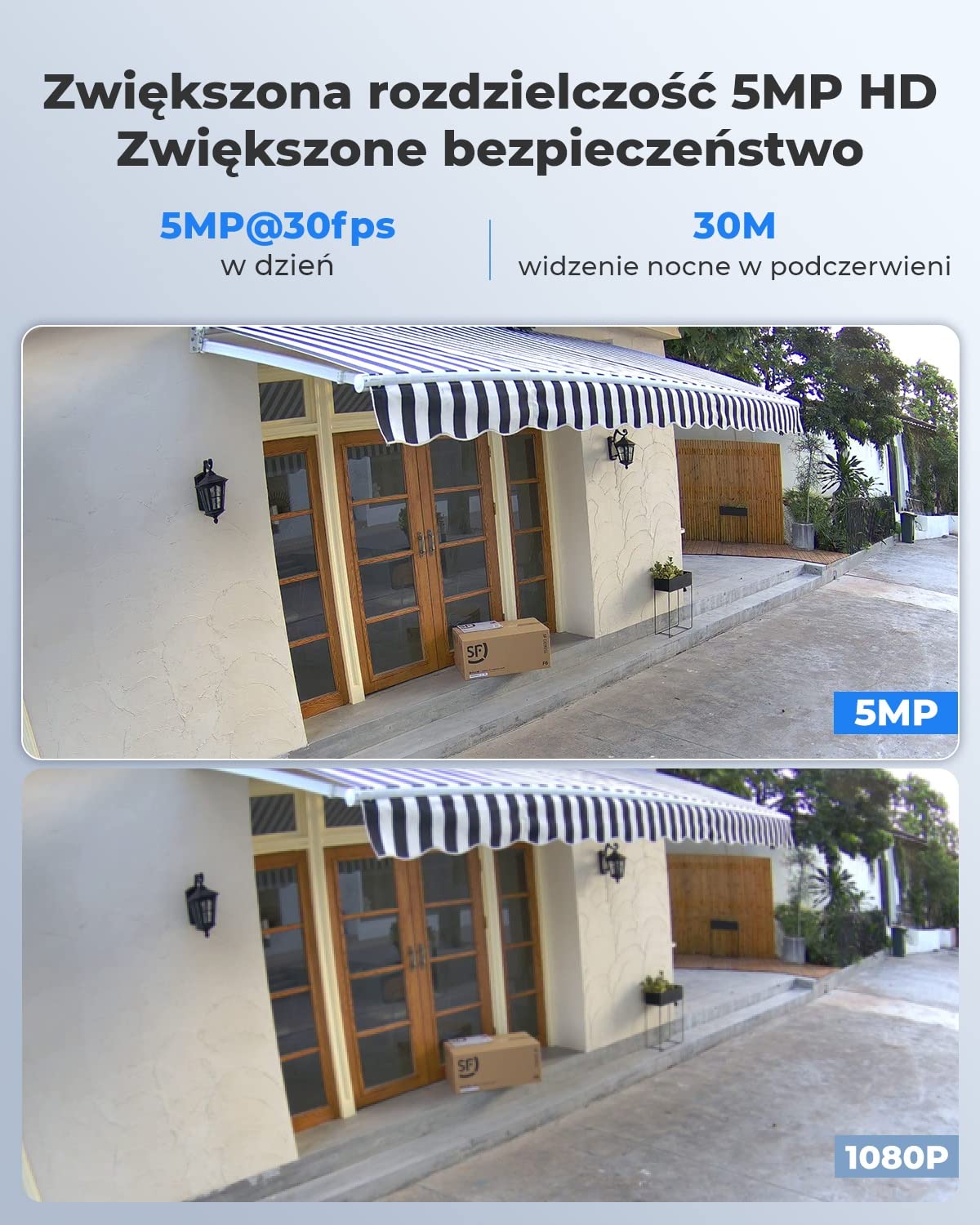 Reolink Inteligentna, Zewnętrzna Kamera Monitoringu PoE 5MP z Wykrywaniem Ludzi/Pojazdów, Pogodoodoprność IP66, Kamera CCTV IP z Slotem Karty microSD, Kamera Monitoringu z Nagrywaniem Audio RLC-510A