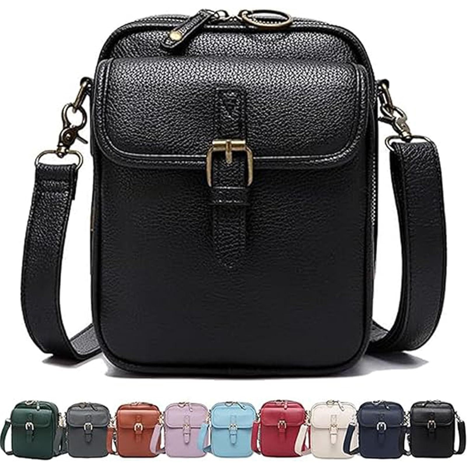 Leather Crossbody Bag for Women Anti-Theft Messenger Bag with Large Capacity Built-in Purse Card Slots Shoulder Sling Bag