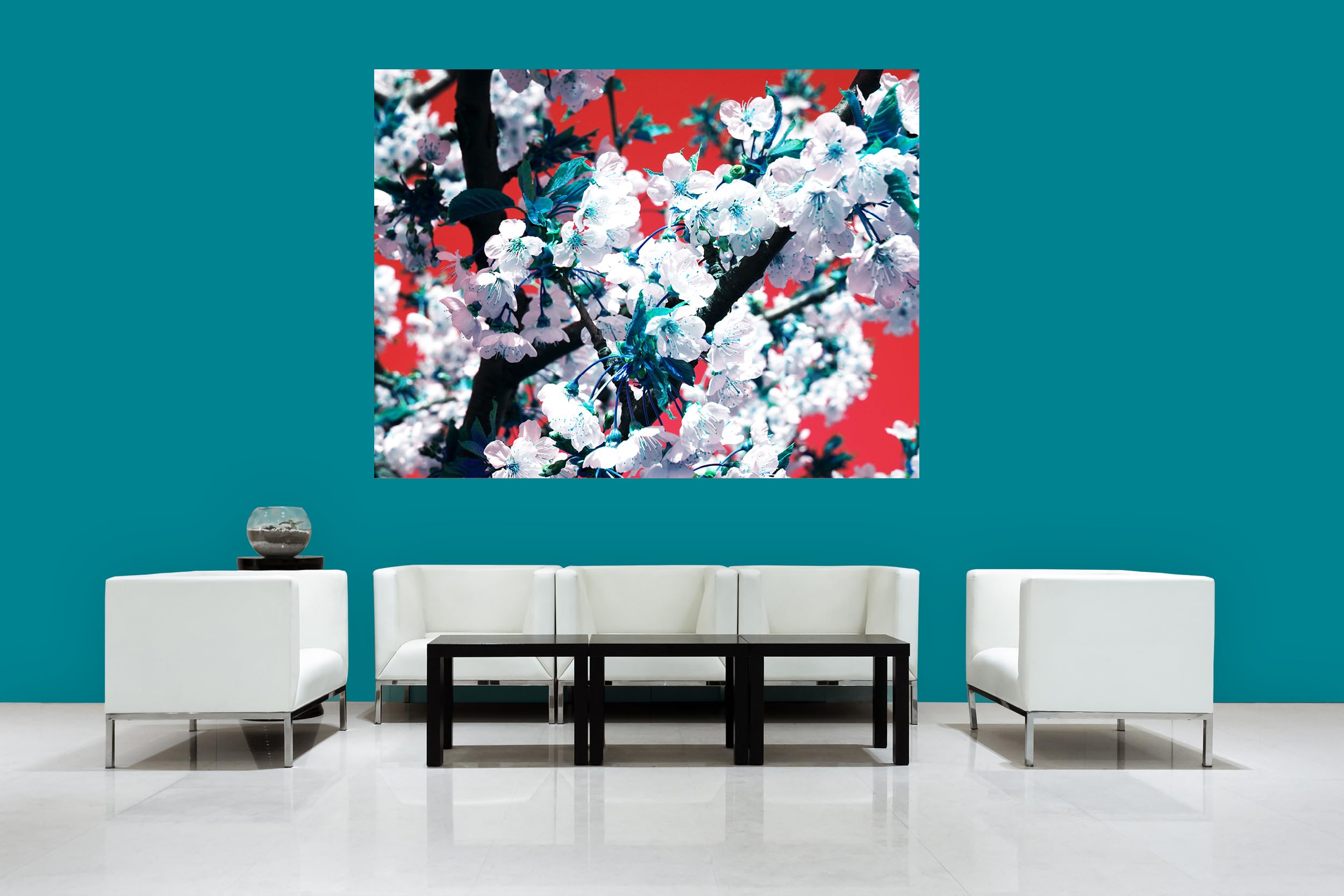 Glücksvilla - Fiori di ciliegio 1 (tela 2 cm, 60 x 40 cm) | varie misure - quadro murale orizzontale - giardino fiori fioritura pianta natura botanica albero ramo mela