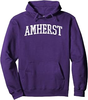Amherst Mass.- Throwback Design - Vintage Worn Classic Pullover Hoodie
