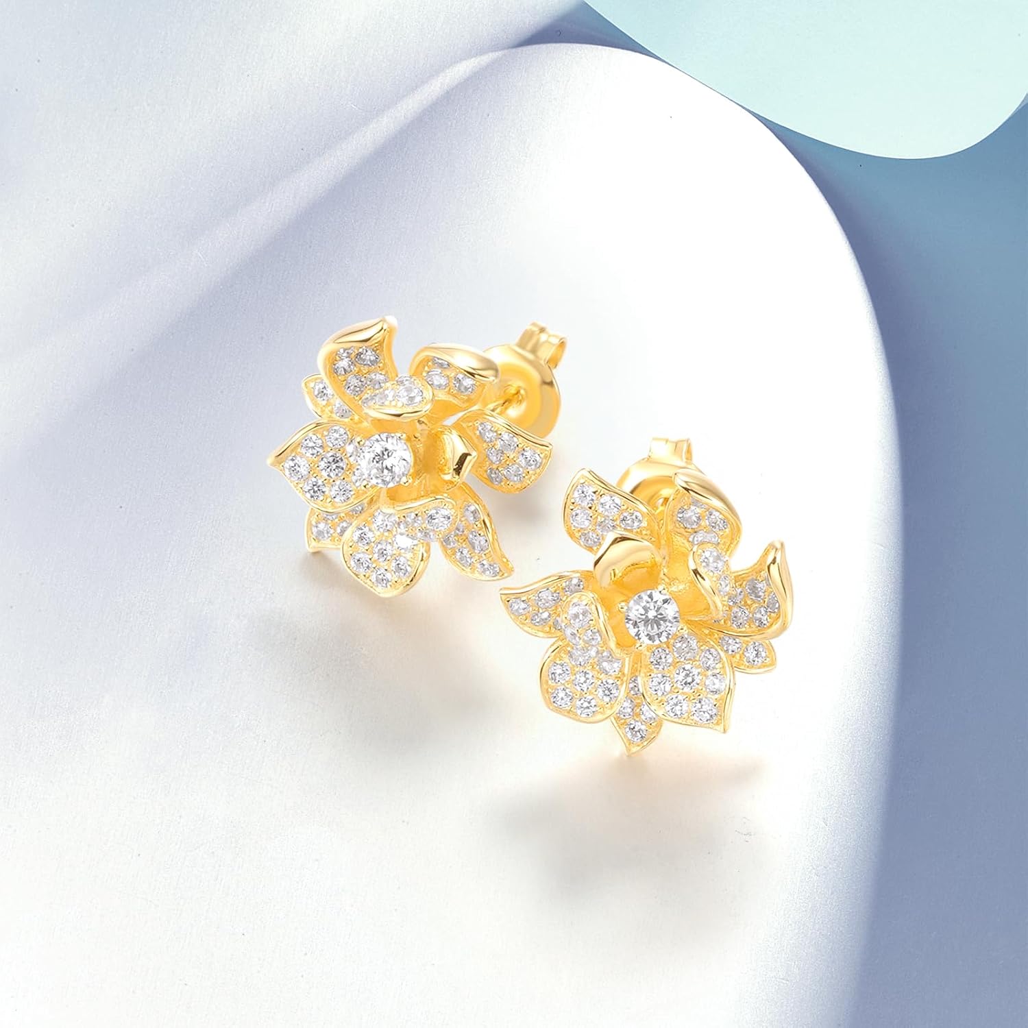 Santuzza Sterling Silver Gemstone Flower Earrings for Women - Image 3