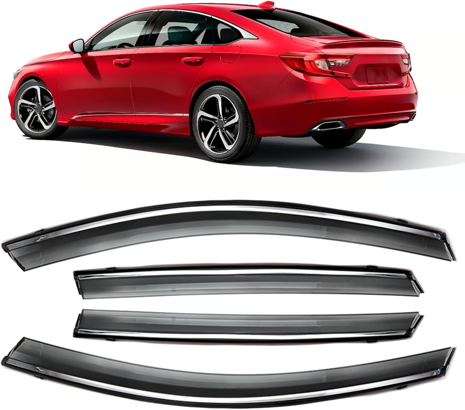 MotorFansClub 4 piezas de ventilación para ventana Honda Accord 2018 2019 2020 2021 2022, cinta de montaje exterior con clip de PVC para puerta de