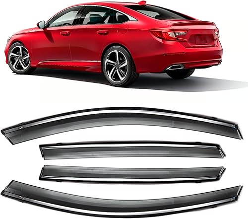 MotorFansClub 4 piezas de ventilación para ventana Honda Accord 2018 2019 2020 2021 2022, cinta de montaje exterior con clip de PVC para puerta de