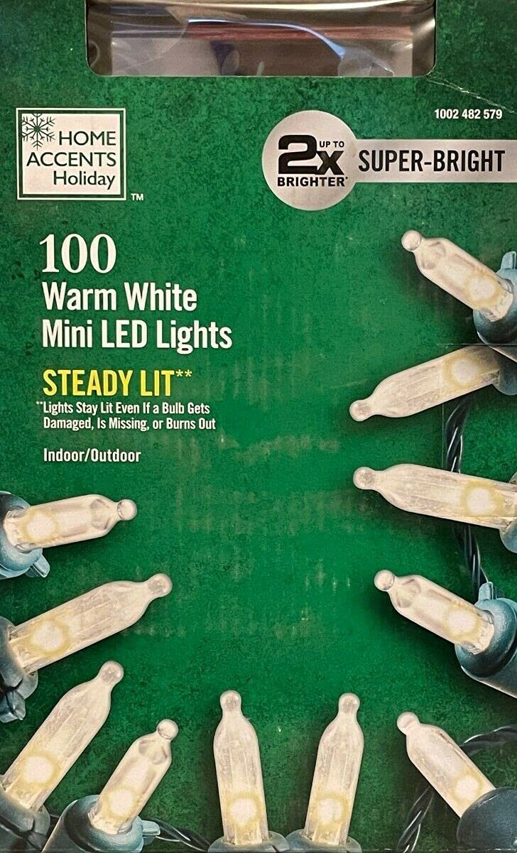 Buy Home Accents 100 LED Super Bright Continuous ON WARM WHITE Mini