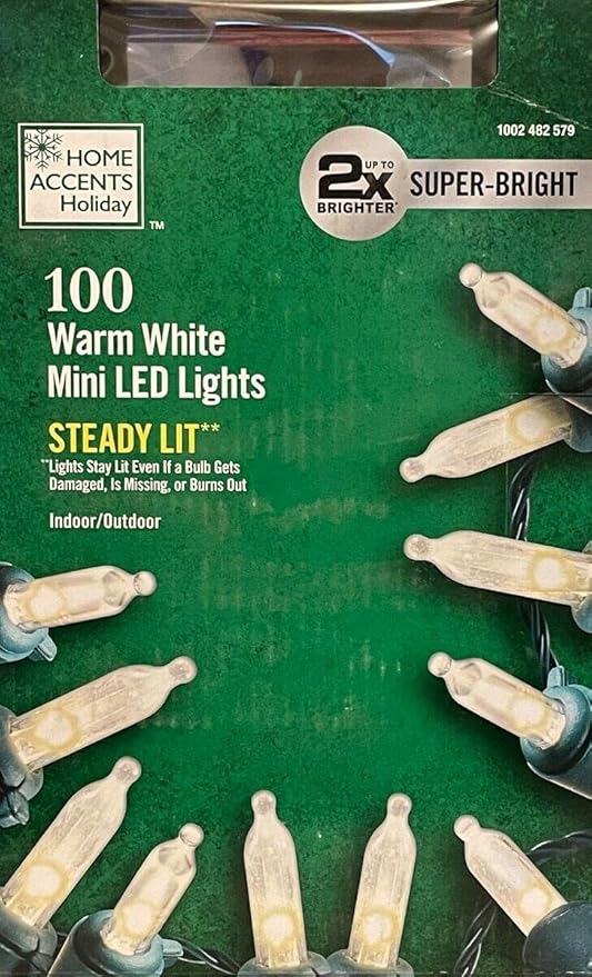 Buy Home Accents 100 LED Super Bright Continuous ON WARM WHITE Mini