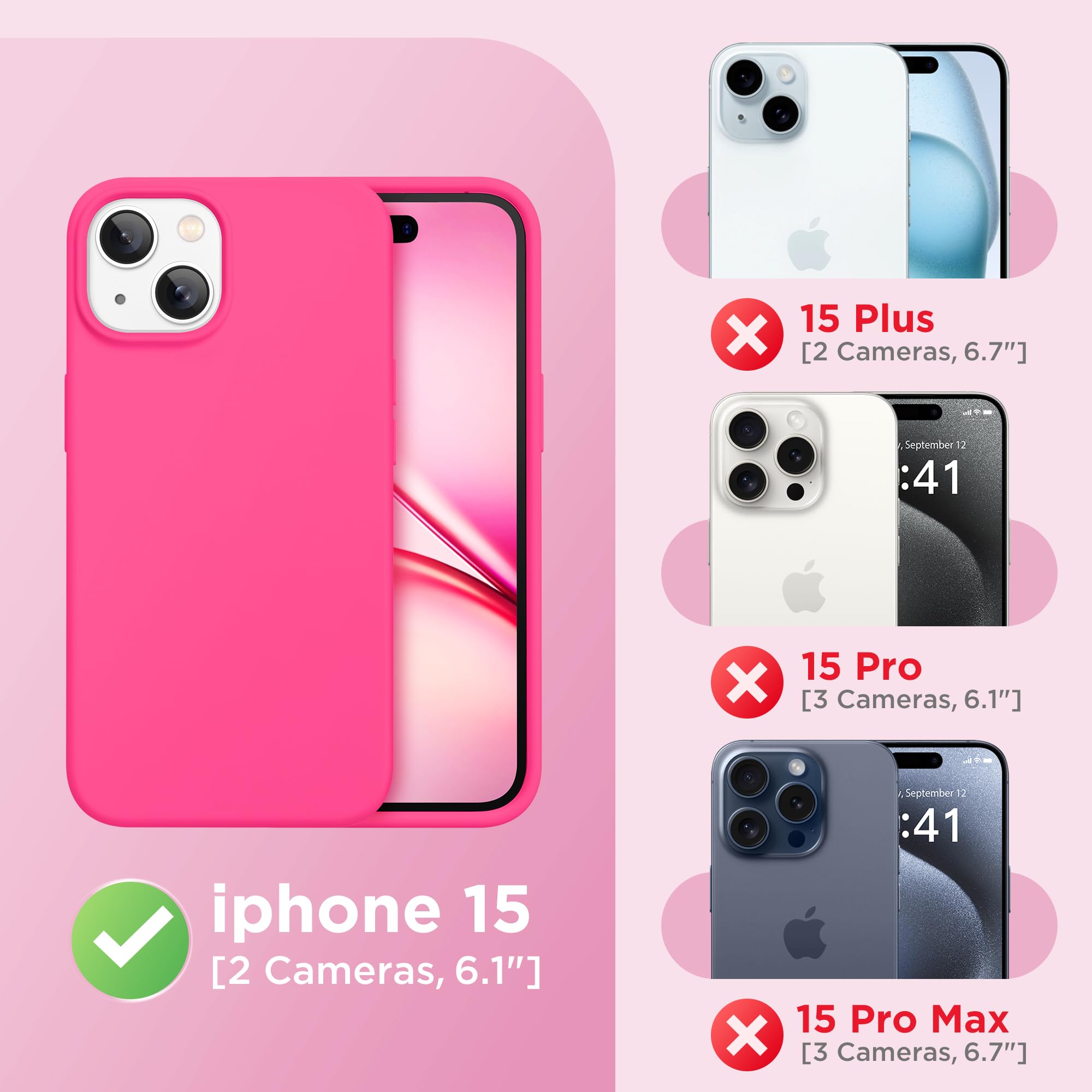 GolbinBox Funda magnética para iPhone 15, compatible con MagSafe, forro de microfibra suave antiarañazos, funda protectora delgada de silicona líquida a prueba de golpes para iPhone 15 de 6.1