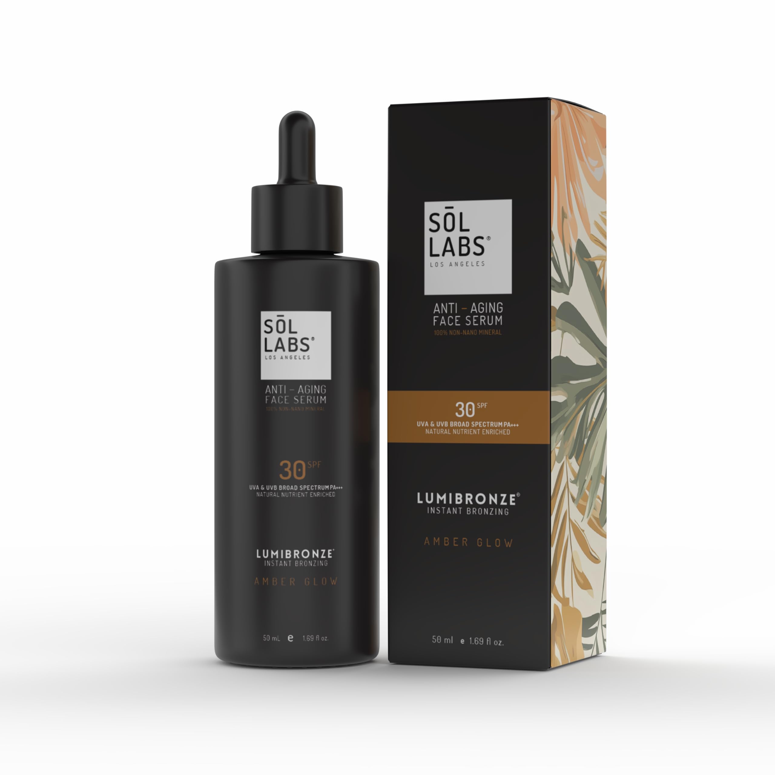 SOL LABS LUMIBRONZE SPF 30 Anti-Aging Bronzing Face Serum - Hydrating Tinted Mineral Sunscreen with Niacinamide, Hyaluronic Acid & Zinc Oxide - Matte,