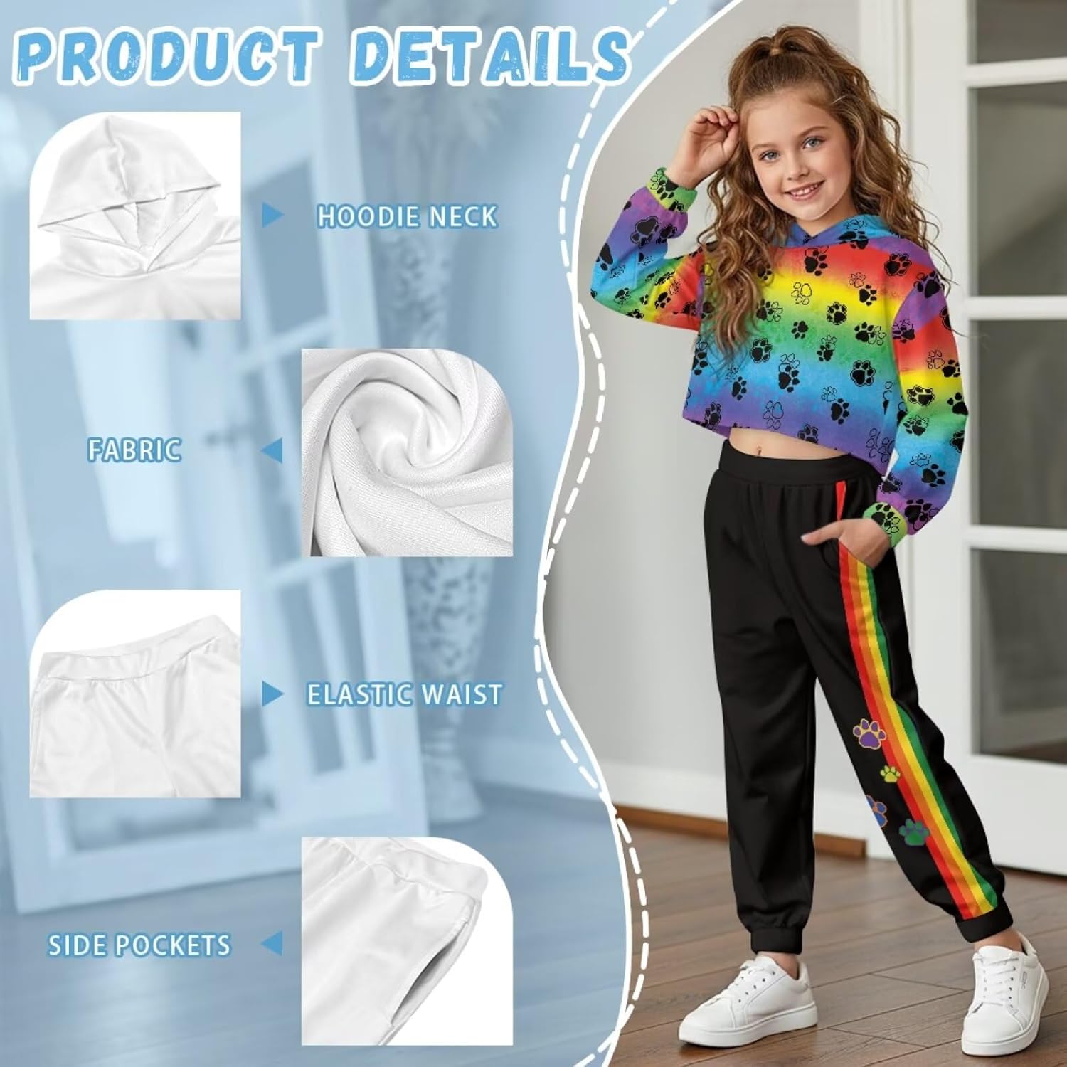 Girls 2 Piece Outfits Sweatsuits Pullover Hoodie Sweatshirt and Sweatpant Athletic Fall Outfits
