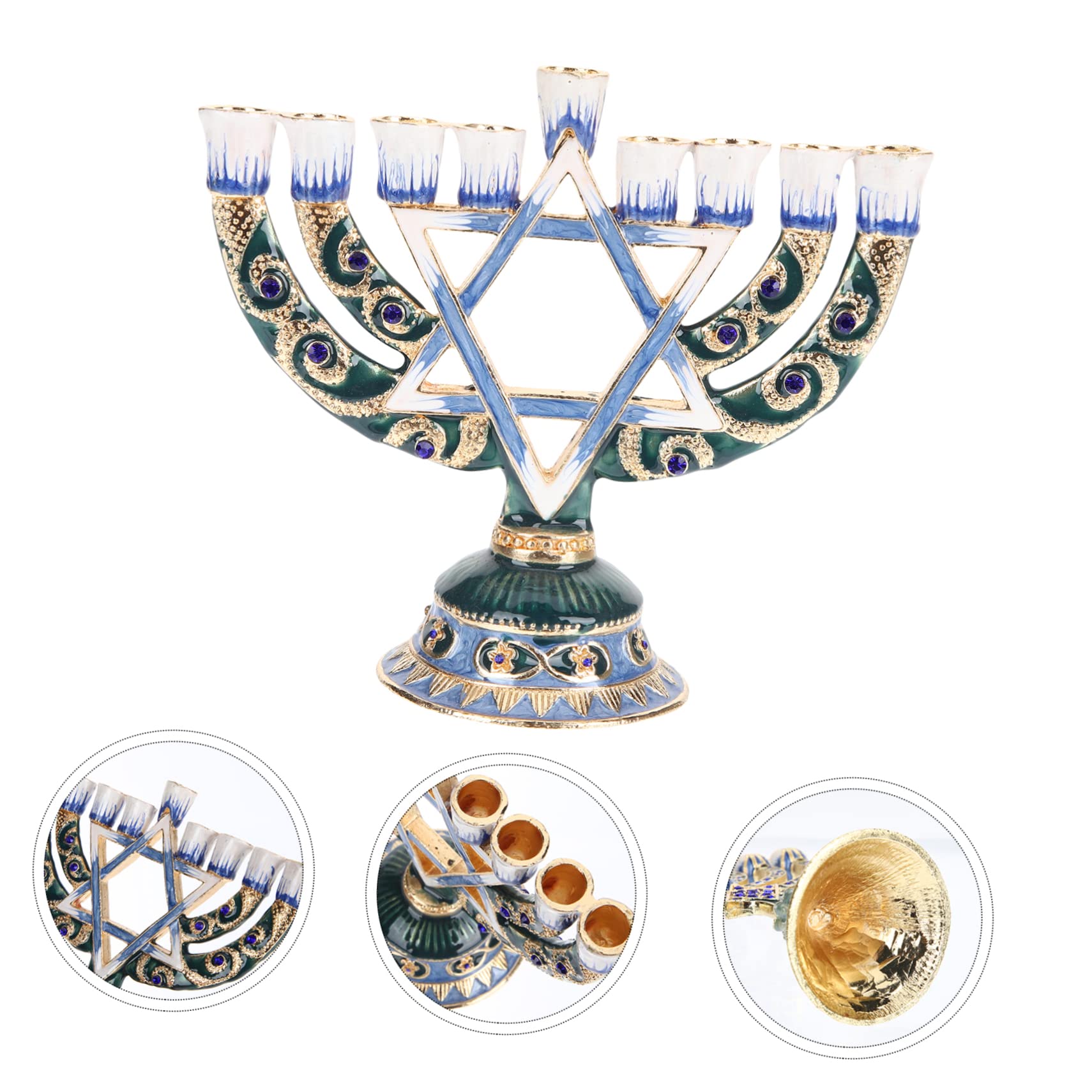 Candelabro Ebraico a 9 Rami in Lega, Portacandele da Tavolo