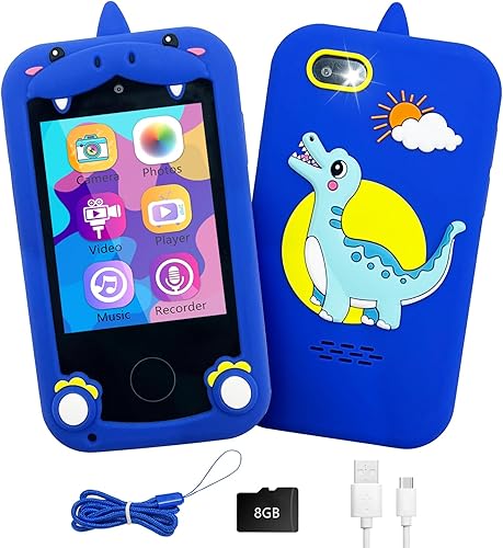 AOOKYMEL Juguetes de teléfono inteligente para niños, juguetes de dinosaurio para niños de 4 a 6 años, reproductor de MP3 con pantalla táctil,