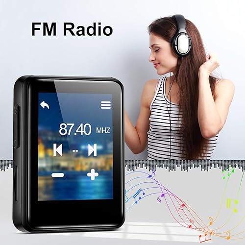 Miniatura 2 de Reproductor de música MP3, pantalla de 1.8 pulgadas, reproductor de MP3 de alta fidelidad portátil expandible a 512 GB, con Bluetooth, radio FM,
