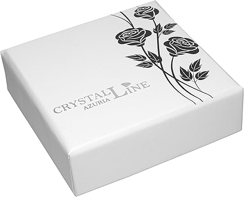 Miniatura 2 de Crystalline Azuria - Pendientes colgantes con cristales redondos de imitación zafiro azul de 18 quilates chapados en oro blanco para mujer