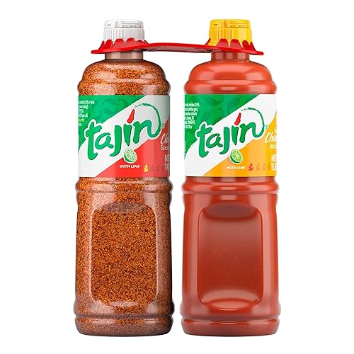 Tajín Clásico Condimento 14oz y salsa de manzano afrutada tajín 15.38oz paquete (paquete de 2)