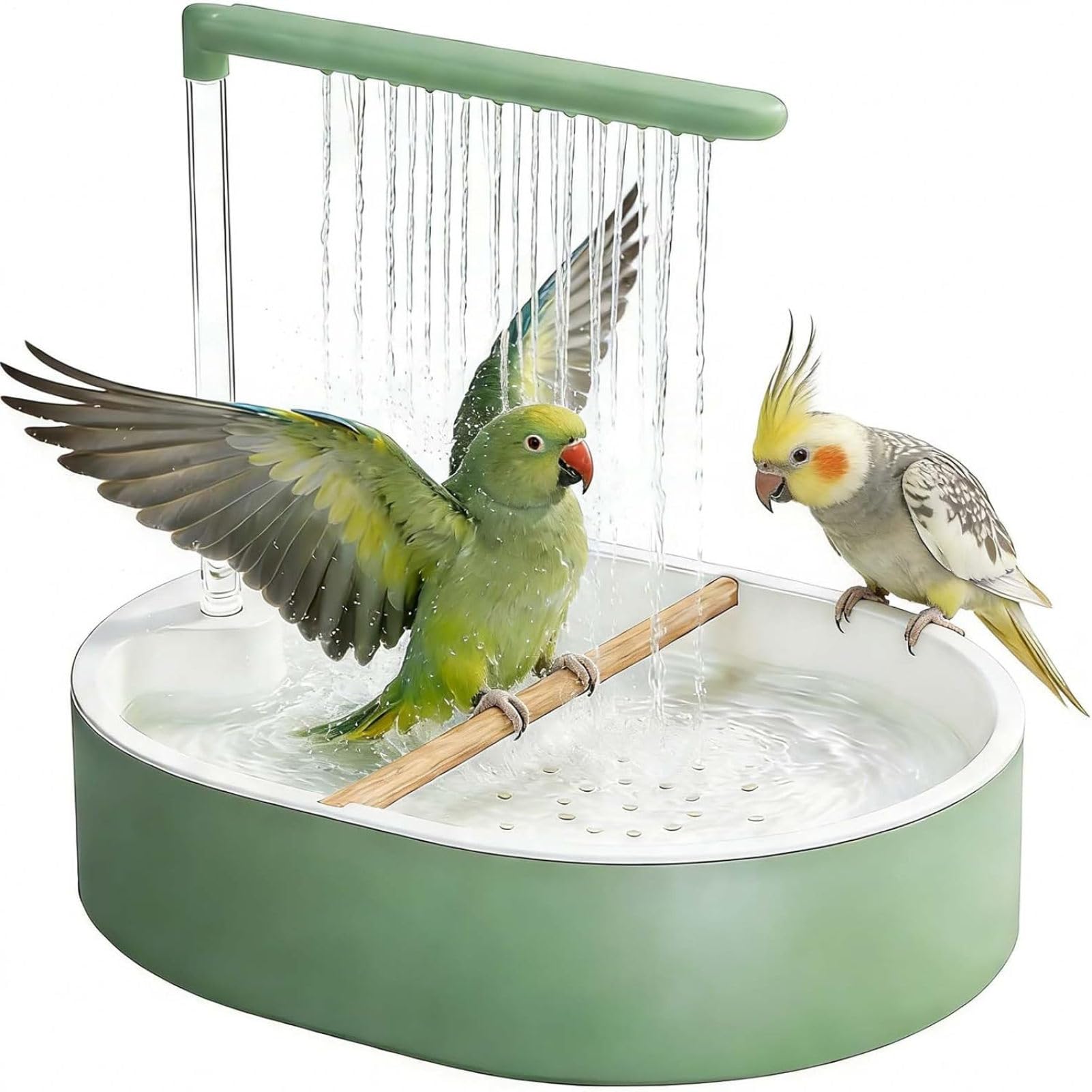 Bañera automática para Loros, Fuente de Ducha de Agua circulante para Uso en Jaula, Lavabo Grande Desmontable para pájaros, cacatúa, Conure, agapornis, Periquito, Piscina Interior para Mascotas