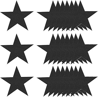 sourcing map 50 piezas de recortes de estrella con purpurina, 15,2 cm, papel de confeti, estrellas brillantes para tablón de anuncios, pared, aula, suministros de fiesta, color negro