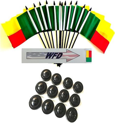 Miniatura 24 de Una docena de banderas y bases de escritorio Nauru, 12 banderas de poliéster en miniatura para oficina y pequeñas con 12 soportes negros Banderas