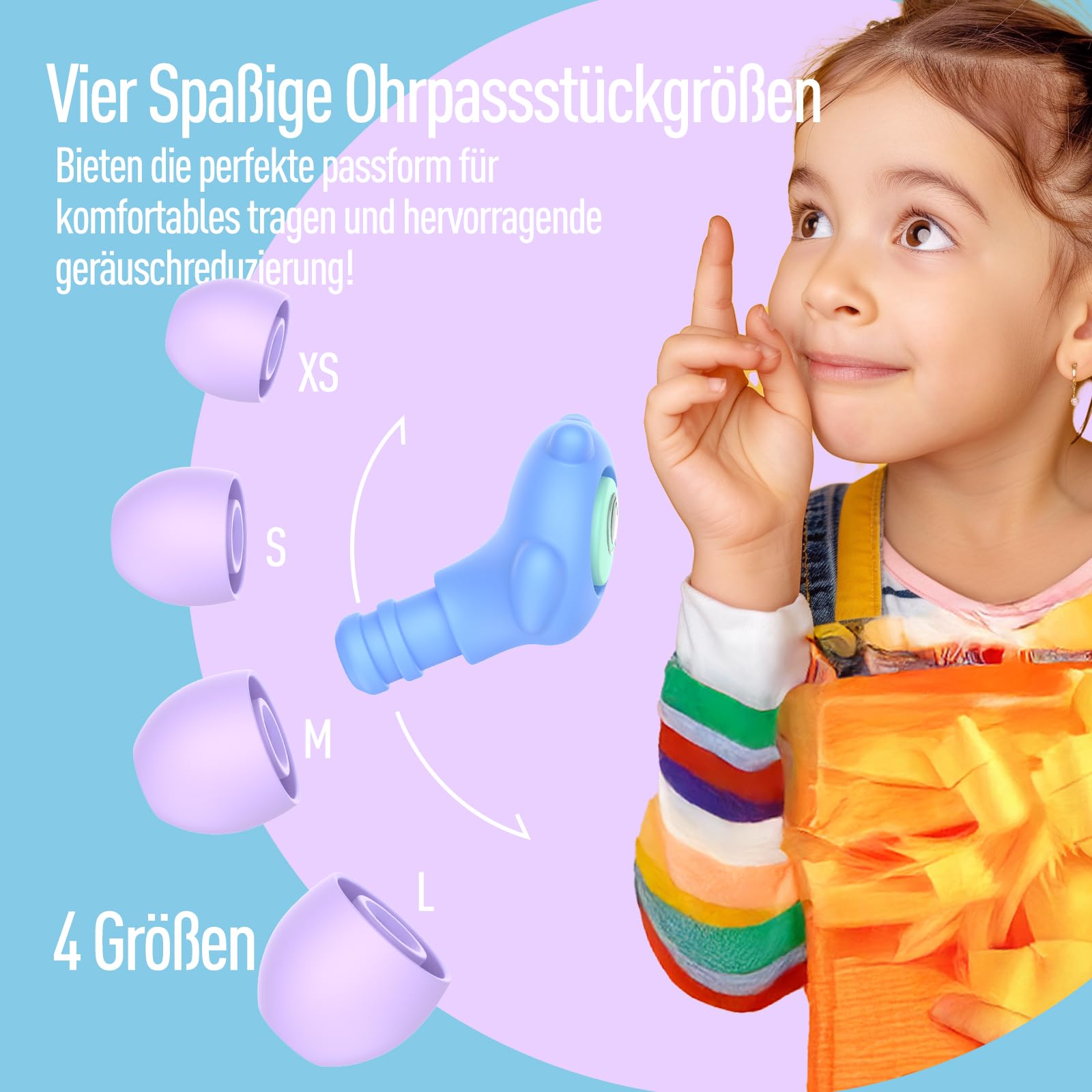 Hearprotek 28dB gehörschutz ohrstöpsel kinder 6-12 Jahre, gehörschutzstöpsel lärmschutz ohrenschutz kinder für Schule konzentration,konzert,flugzeug,schwimmen,schlafen,adhs hilfsmittel,Reisen