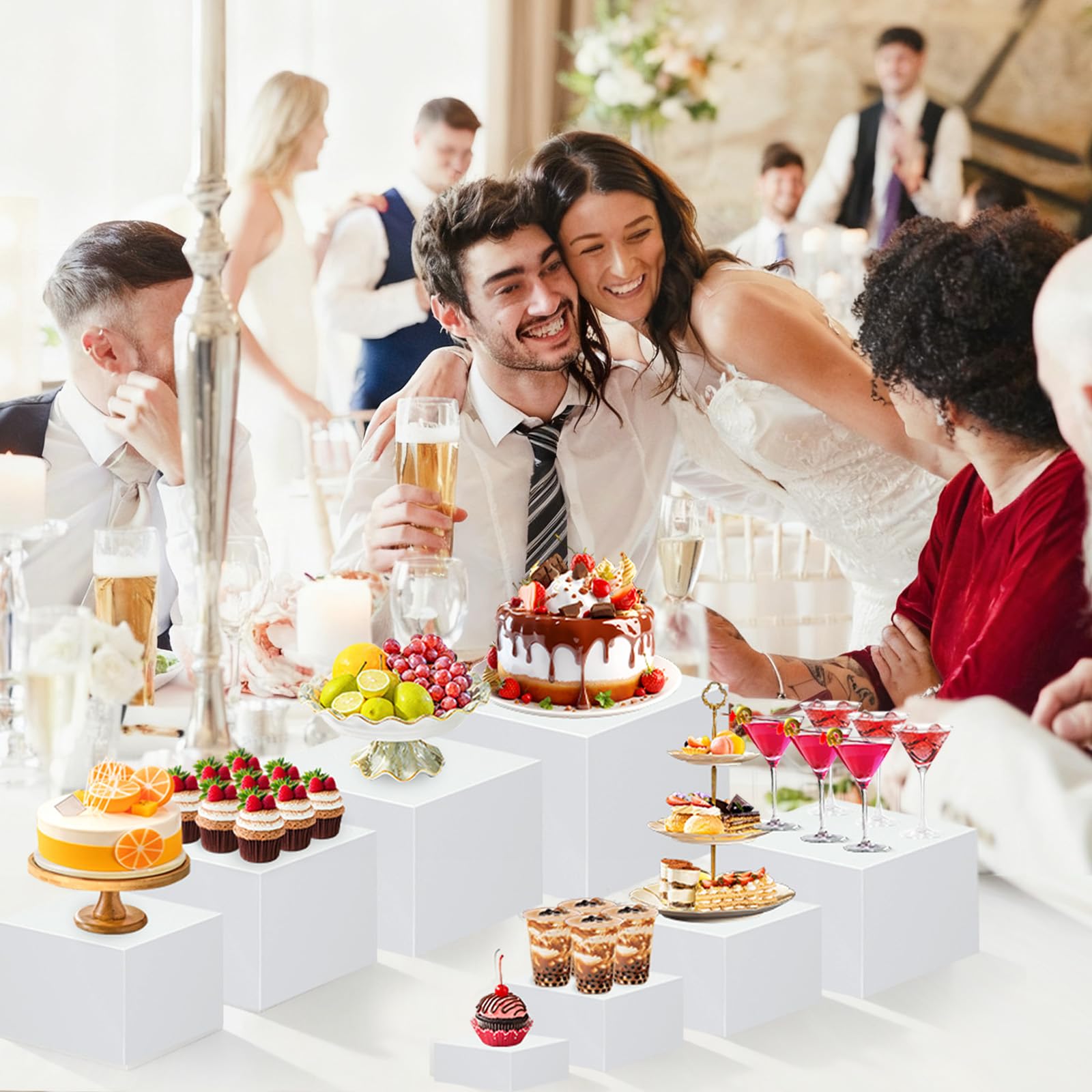 8 Paquetes Soporte para Tartas, Expositor Acrílicos con Base Hueca, Estantes Expositor Donuts, Mesas de Fiesta y Decoración para Bodas/Fiestas/Eventos Caja de Almacenamiento para Joyas, Cosméticos