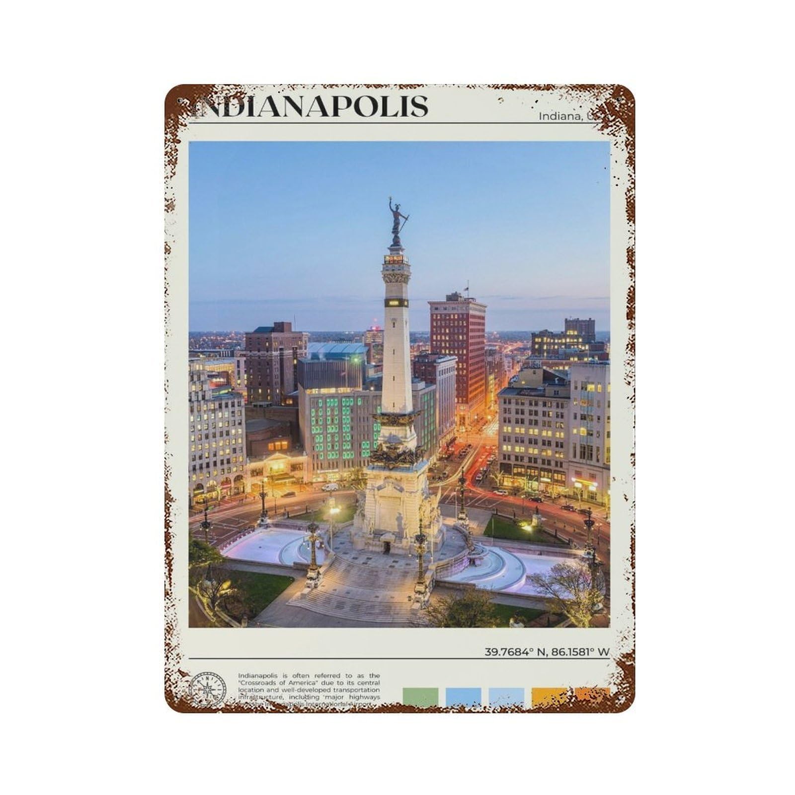 xiaoxiaoshen Real Photo Indianapolis Decor Indiana Wall Decor Art Metal Tin Poster Modern Home Decor Art Home Bar Shop Decorations Vintage Sign 40x30cm