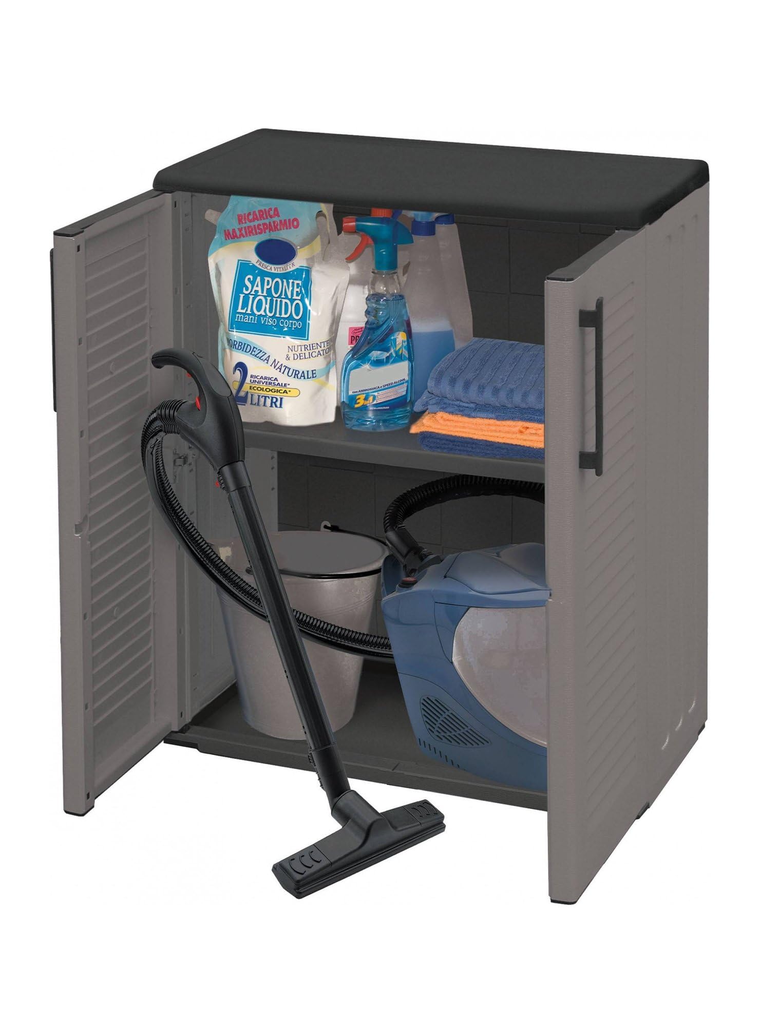 Armadio da esterno Mol Dmora 68x37h84 cm Grigio e Nero