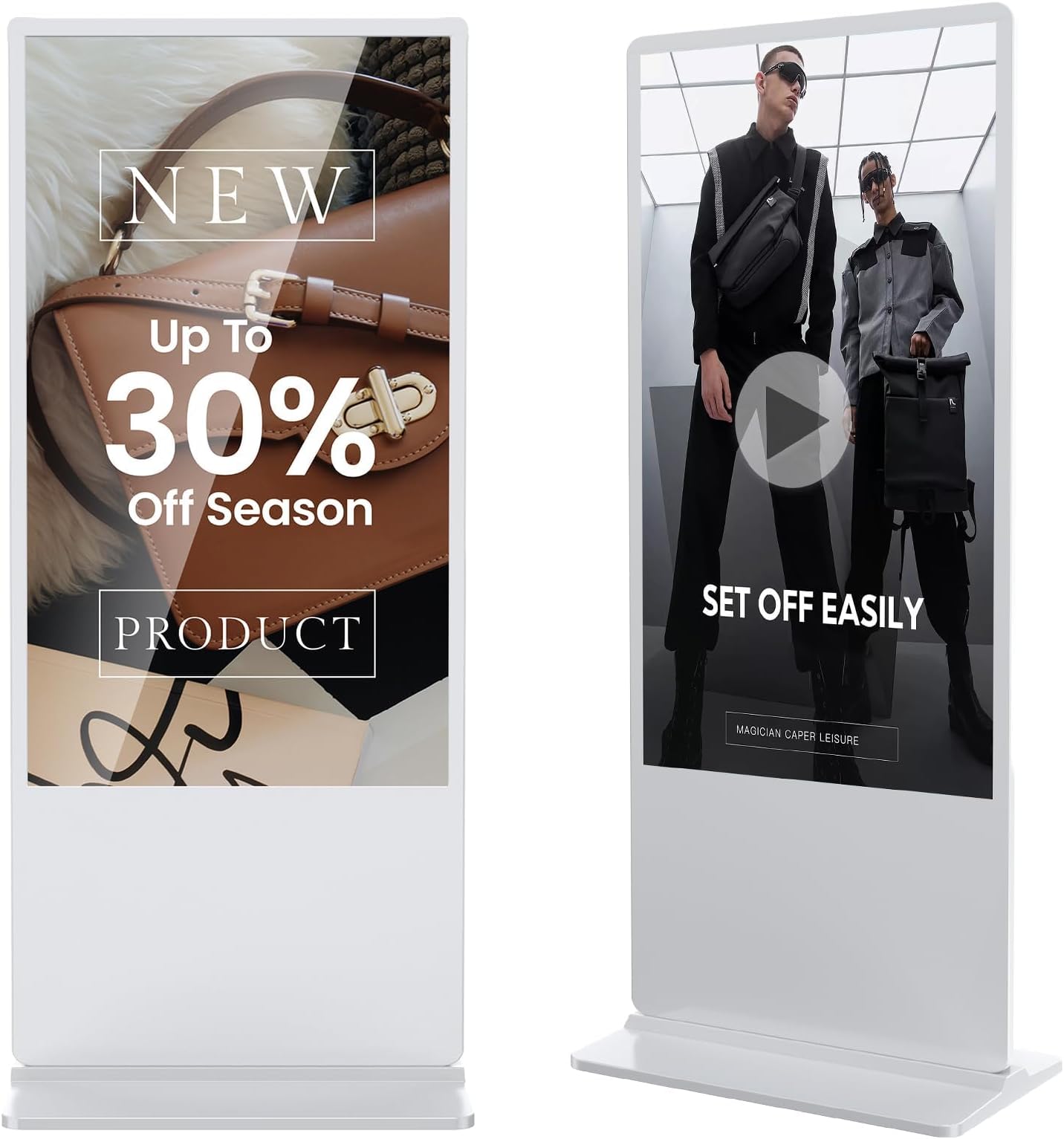 JASZDOT Digital Signage Display, LCD Screen Digital Kiosks & Interactive Displays 4K Totem Floor Standing Auto AD Player with USB/HDMI/WiFi Android OS