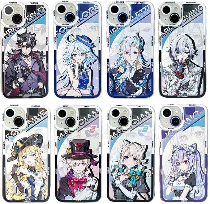 Fontaine Genshin Phone Case Neuvillette Furina Wriothesley Navia Lyney Lynette Arlecchino Hydro Archon Focalors Multicolor