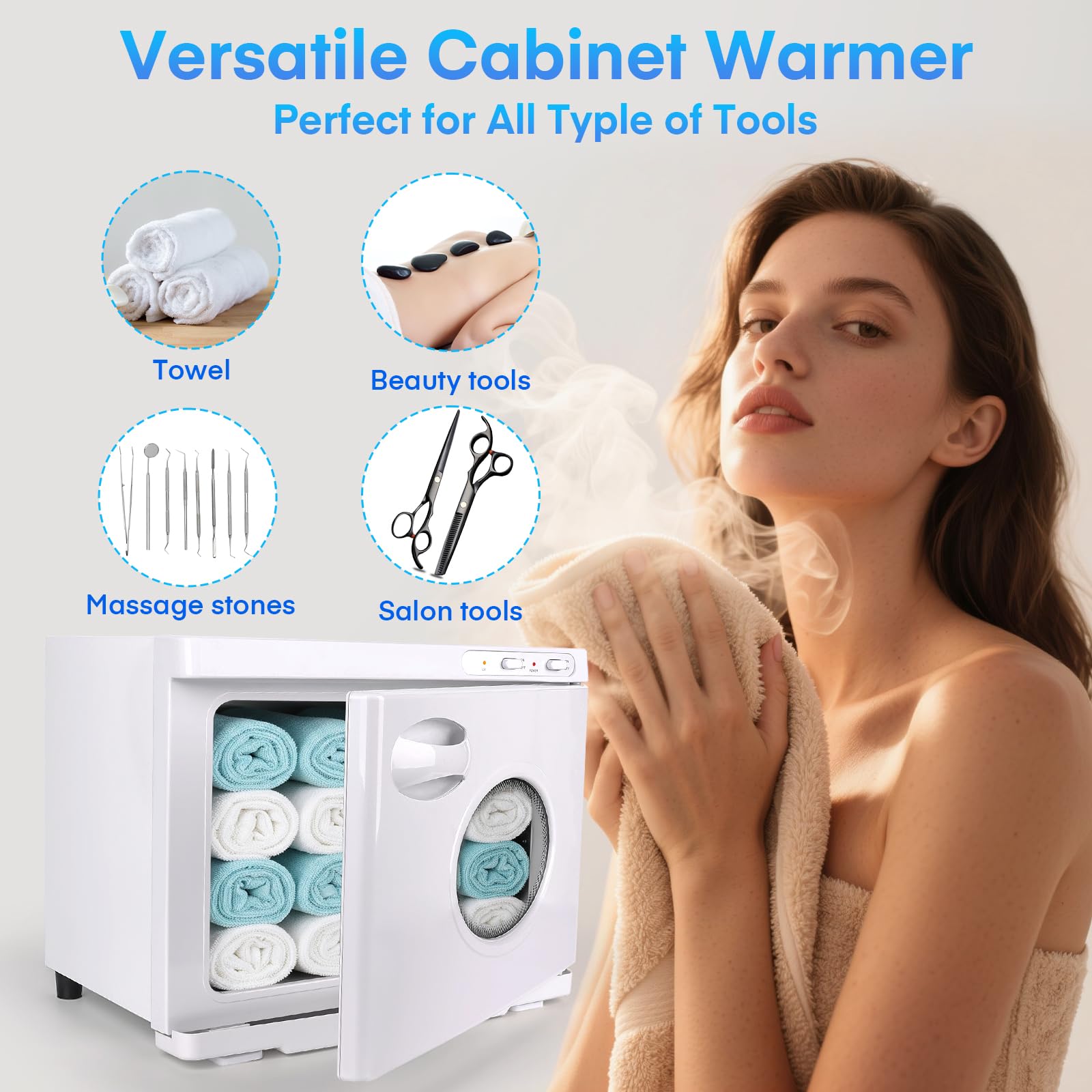 TopDirect 23L Handtuchwärmer Kosmetik, Towel Warmer mit Sichtfenster & UV-Sterilisation, Großes Handtuch Wärmegerät für Spa, Kosmetikstudio & Friseur