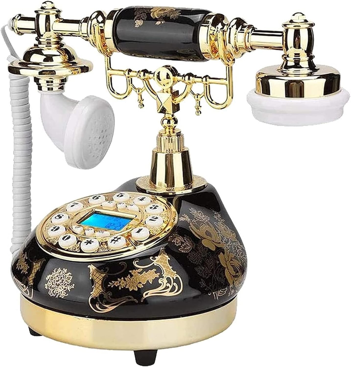 Phone Decor Pastoral Style Telephone Retro Ceramics Phones Decorative Desktop Landline Telephones for Home Office Hotel Decor - Black