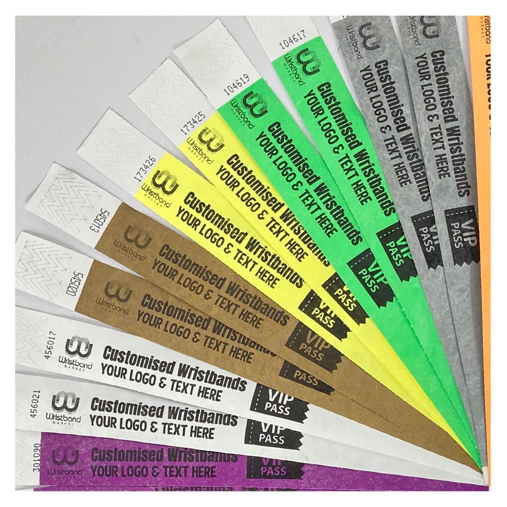 Customise With Your OWN Logo & Text - 1000 Pack - Secure Anti-Rip Waterproof Tyvek Wristbands For Pubs Parties Clubs, Festivals Events Decoration - View #4