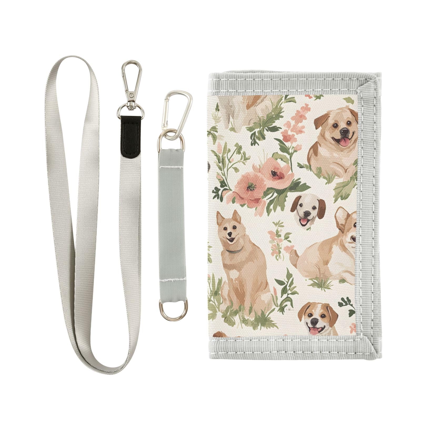 ALAZA Kids Wallets for Boys Girls Toddler Trifold Wallet Children Small Dog Flower with Zipper Coin Pocket