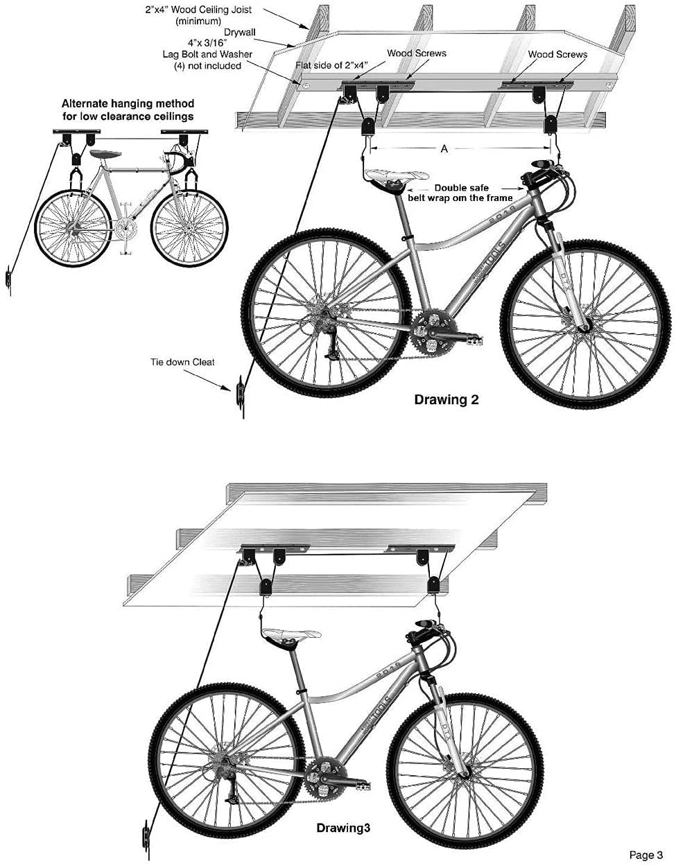 P4B | ascenseur à vélo - BIKE LIFT pour montage au plafond | suspension de vélo | palan garage plafond | ascenseur à vélo plafond (ECO jusqu'à 57 Kg