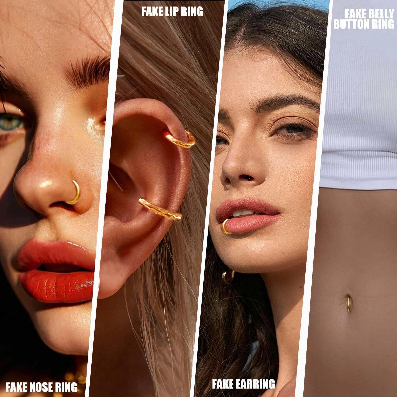 12 Piezas 18G Piercing Nariz Aros Septum Acero Noxidable Quirurgico, Cartílago Pendientes De Aro Bisagra Anillos Piercing Labio Helix Nariz 6mm / 8mm / 10mm — view 7