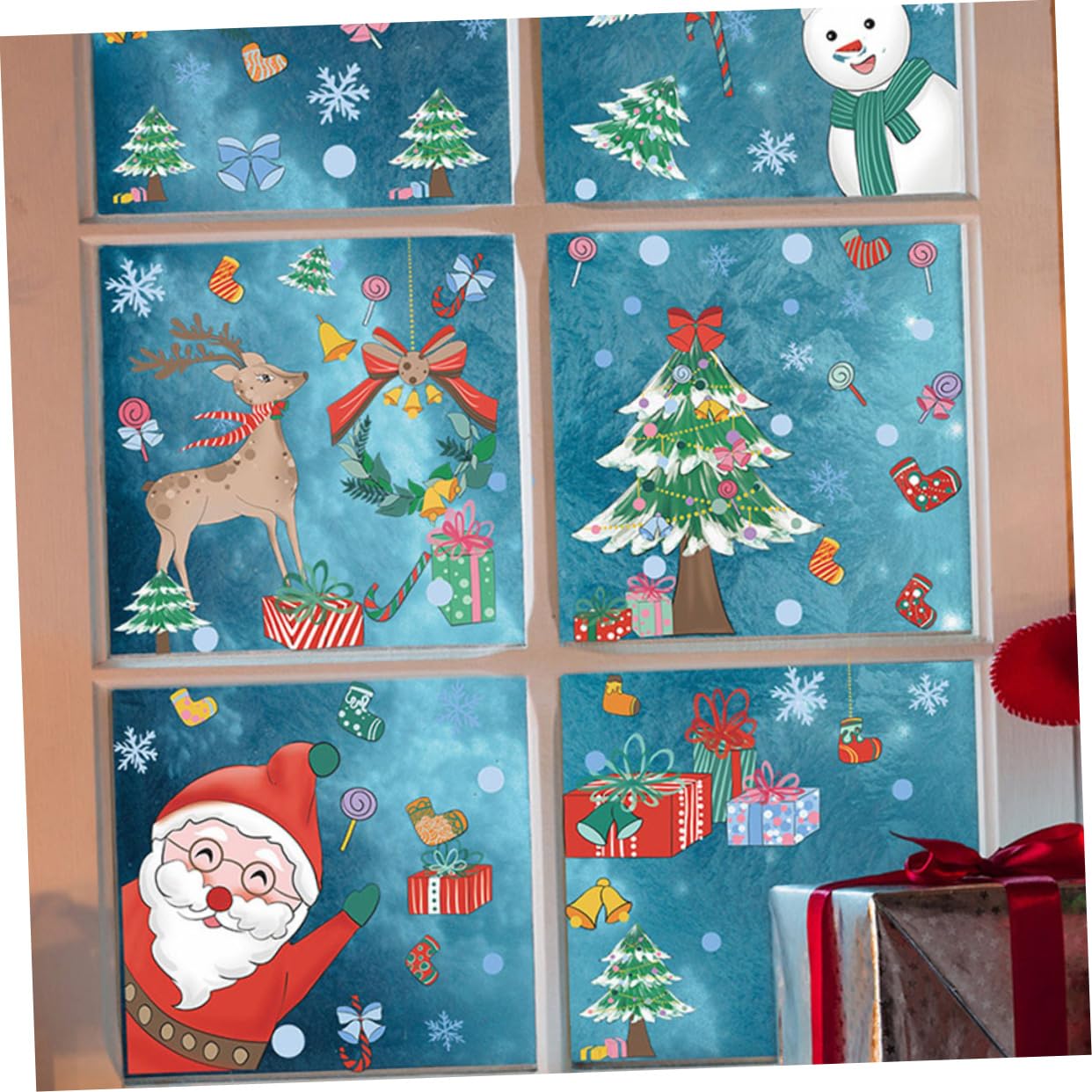 PRETYZOOM 30 Fogli Vetrofanie Natalizie La Finestra Di Babbo Natale Aggrappa Ornamento Da Appendere Di Natale Finestra Di Decorazioni Natalizie Decorazione Natalizia Pvc