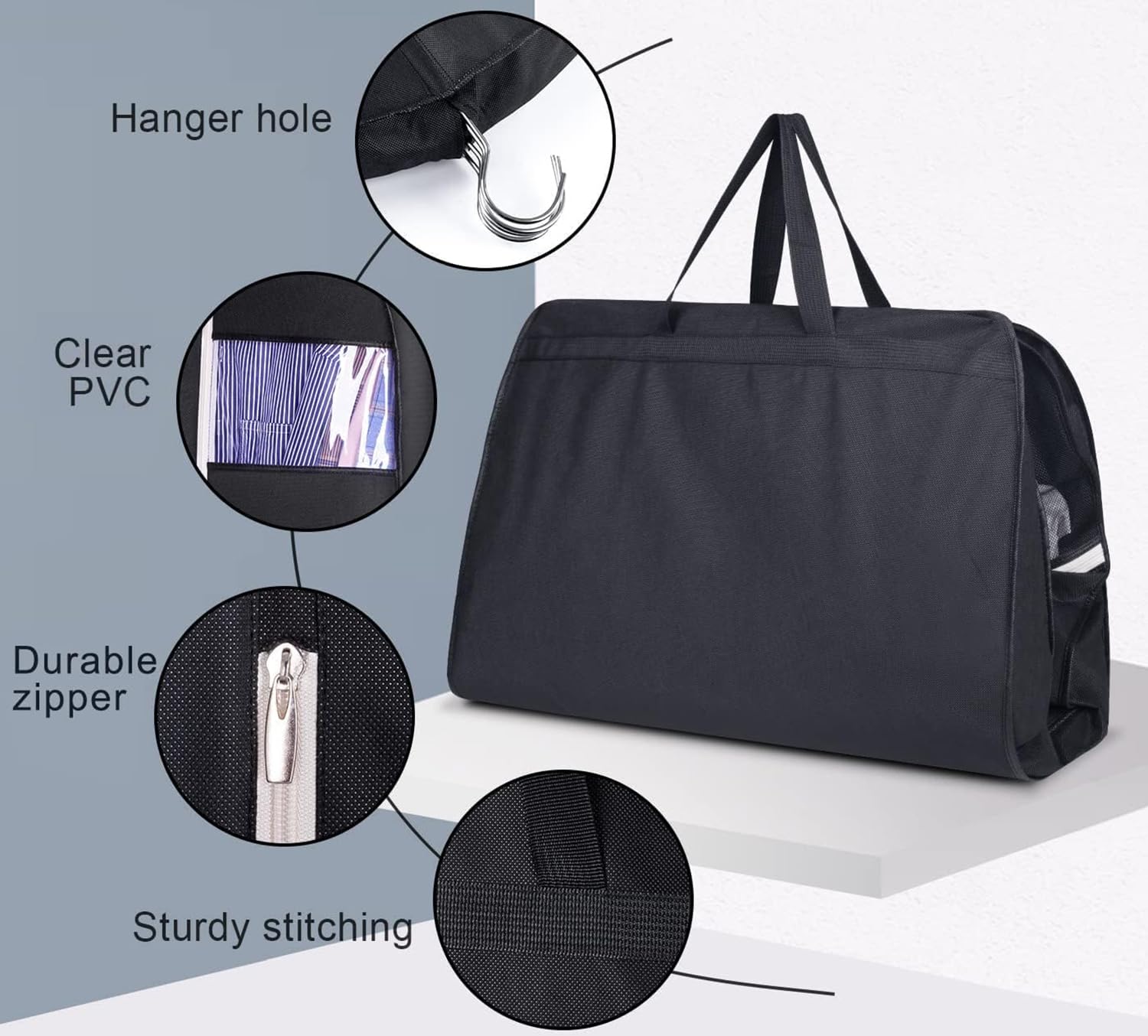 Sac à Vêtements Suspendu 152 Cm - Pour Robes Longues, Costumes, Avec 2 Poches, Fenêtre Transparente, Voyage Sans Plis
