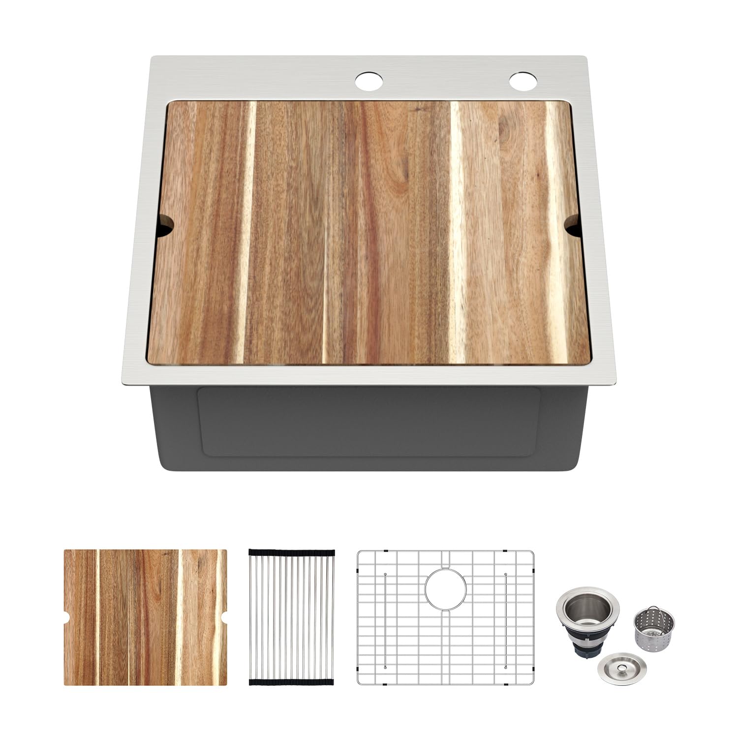 Kichae 21 x 20 Drop In Bar Sink Stainless Steel 16 Gauge Wet Bar Prep Sink