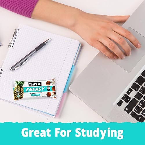 Miniatura 4 de That's it. Piña Colada Energy Mini Bars  100 mg de cafeína natural  Piña y coco  Aperitivos hipoalergénicos, orgánicos, sin OMG, sin gluten, 15