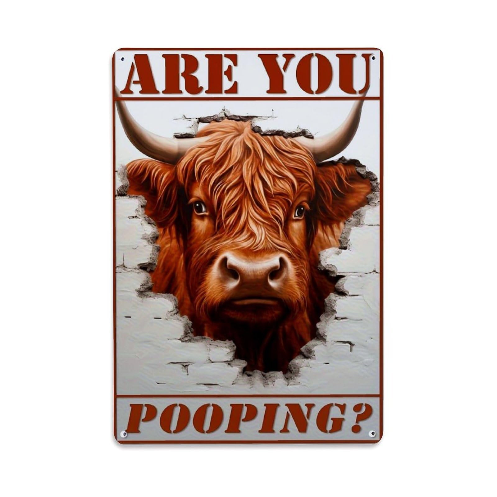 Bull Breaking Through Wall Retro Metal Tin Sign, Vintage Decor Art Poster for Bar, Home, Man Cave, Kitchen, Laundry Room Gift 8x12Inch