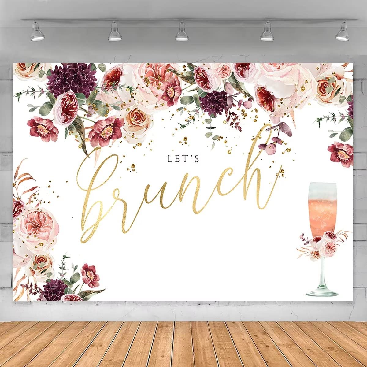 Fivan 6.5x5ft Let's Brunch Party Backdrop Event Dessert Table Background Decoration Supplies Gifts