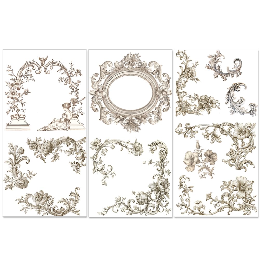 Calcomanías para muebles PLIGREAT que ocultan imperfecciones con bordes de flores vintage y arte