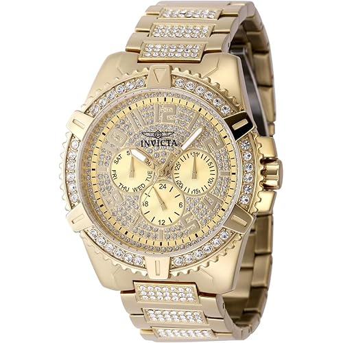 Invicta Celestial Men 45mm Stainless Steel Gold Silver+Gold dial VH63 Quartz