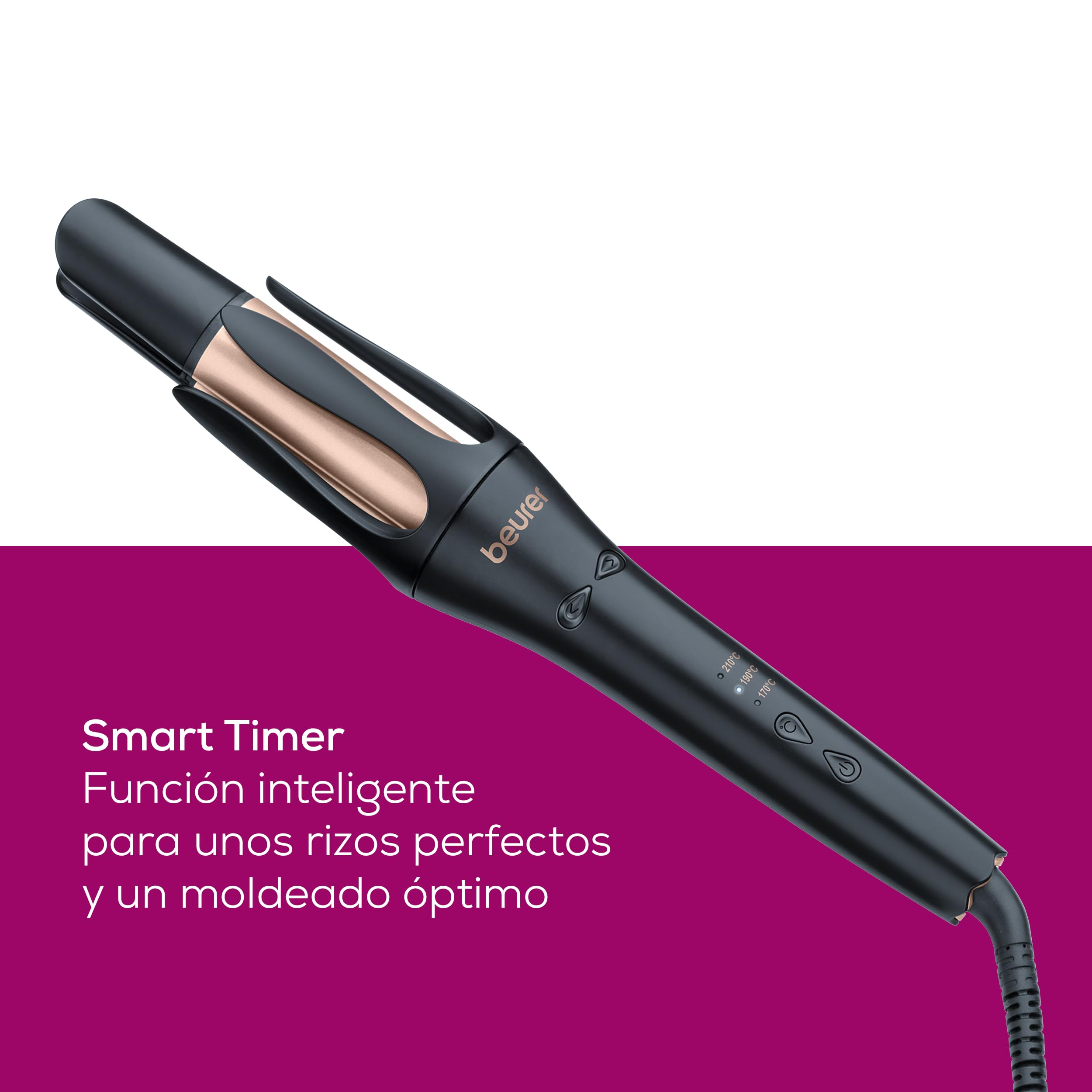 Beurer HT 75 Rizador automático, peinado seguro gracias a la cámara de rizado abierta, 3 ajustes de temperatura, 2 direcciones de rizado, con cerámica y turmalina para un brillo extra